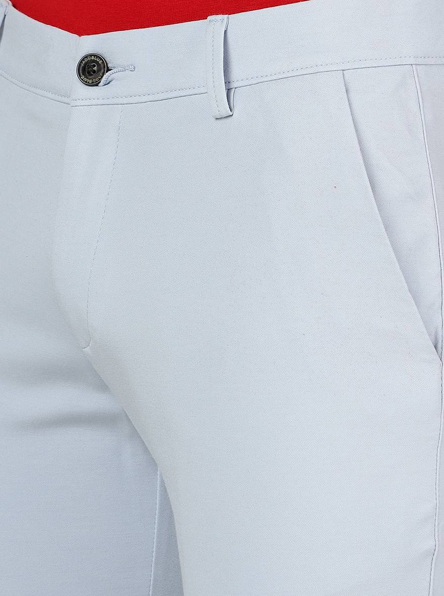 Light Blue Solid Venice Fit Casual Trouser | JadeBlue