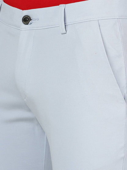 Light Blue Solid Venice Fit Casual Trouser | JadeBlue