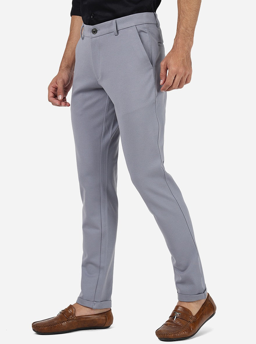Light Grey Solid Venice Fit Casual Trouser | JadeBlue