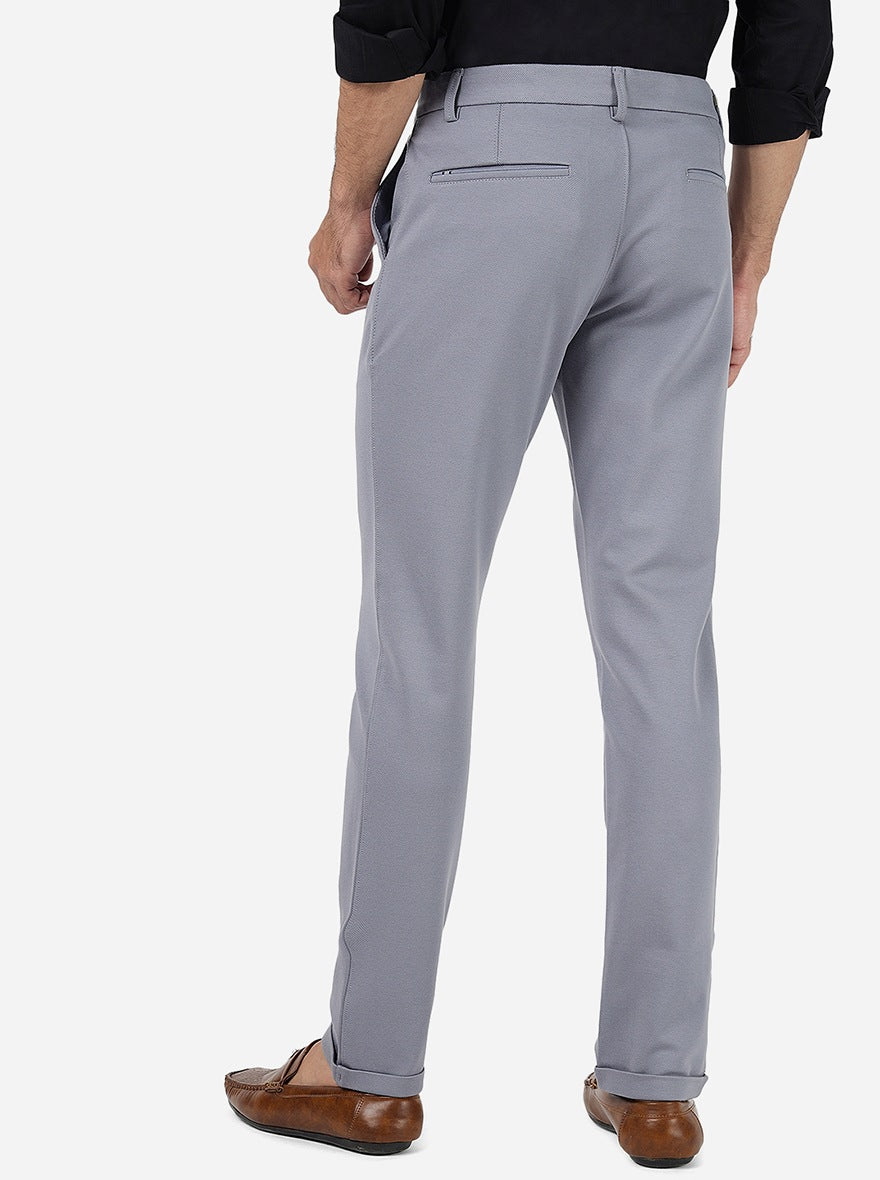Light Grey Solid Venice Fit Casual Trouser | JadeBlue