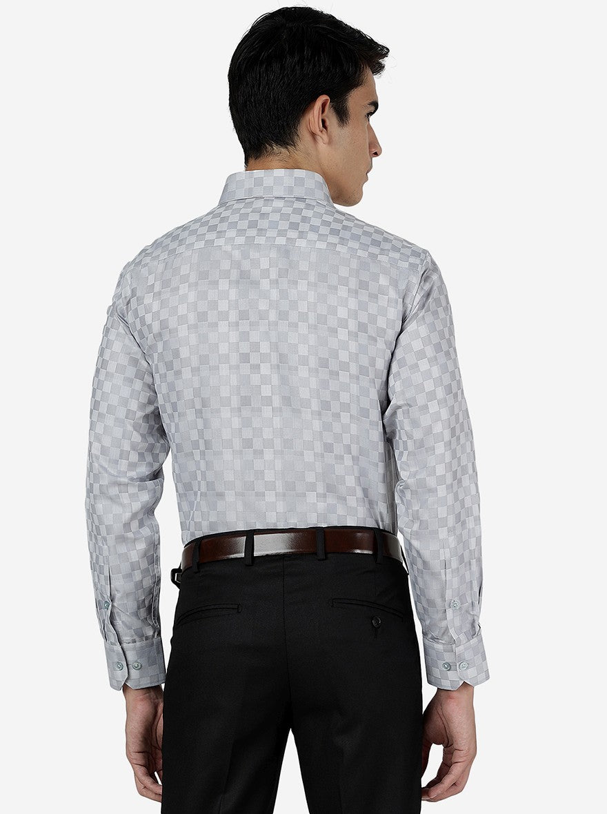 Grey Checked Regular Fit Formal Shirt | Greenfibre