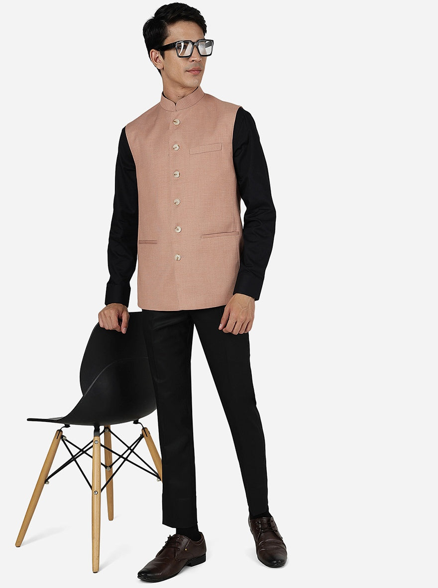 Orange Textured Regular Fit Modi Jacket | JadeBlue