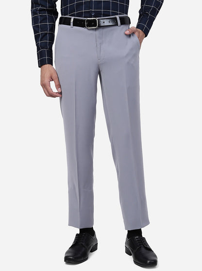 Light Grey Solid Slim Fit Formal Trouser | JB Studio
