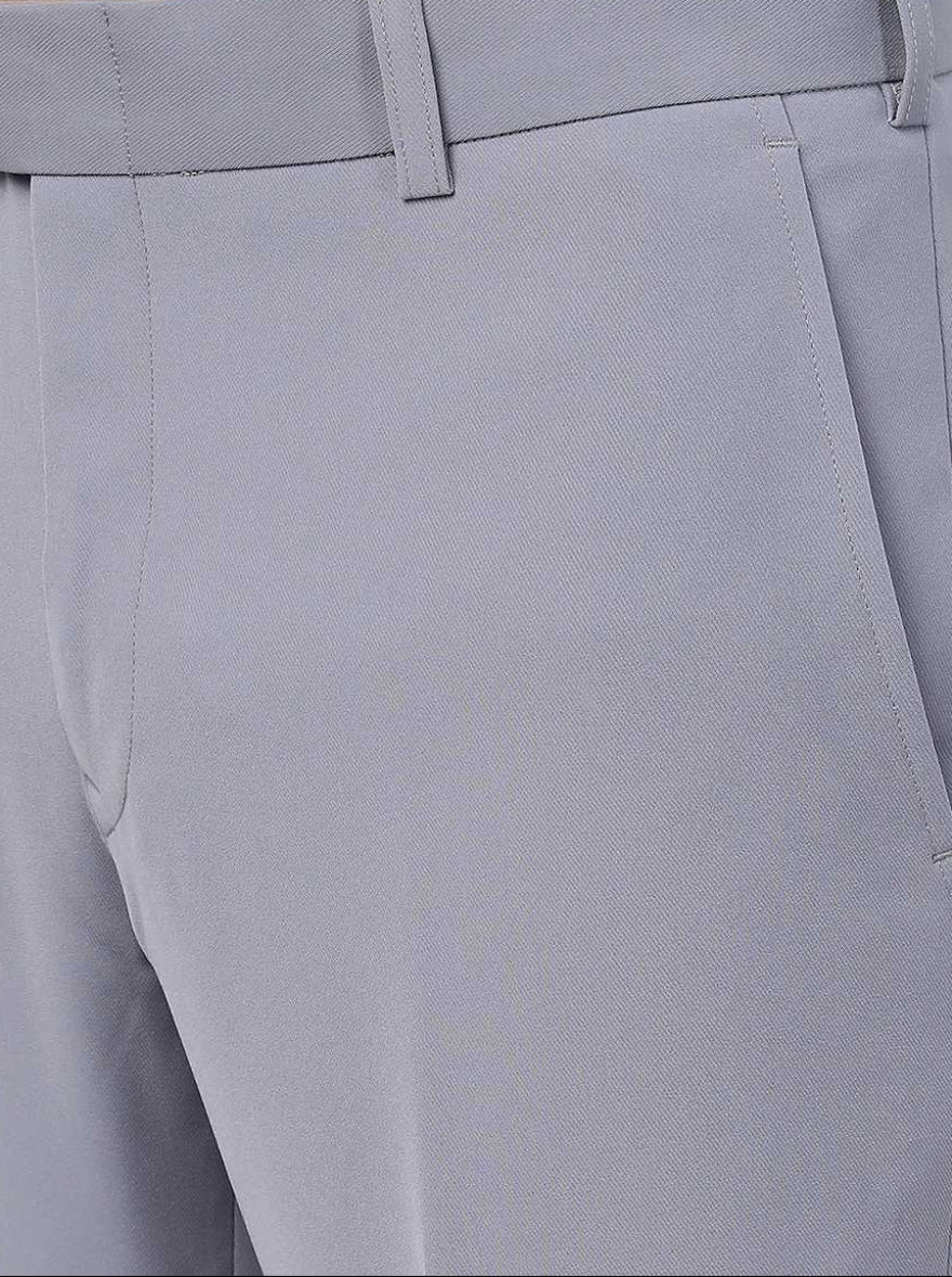 Light Grey Solid Slim Fit Formal Trouser | JB Studio