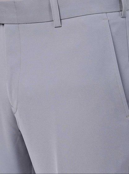 Light Grey Solid Slim Fit Formal Trouser | JB Studio