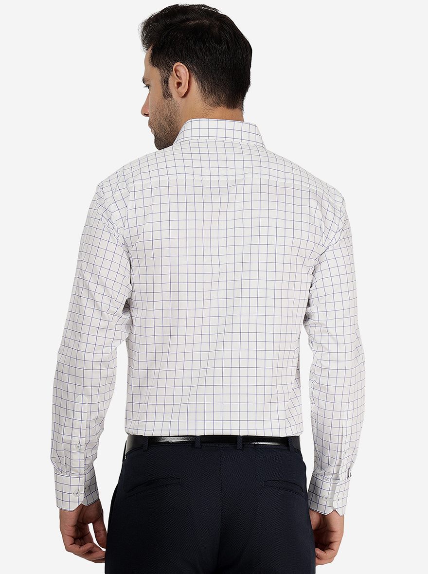 White Checked Regular Fit Formal Shirt | JadeBlue