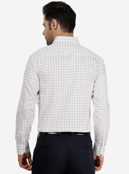 White Checked Regular Fit Formal Shirt | JadeBlue