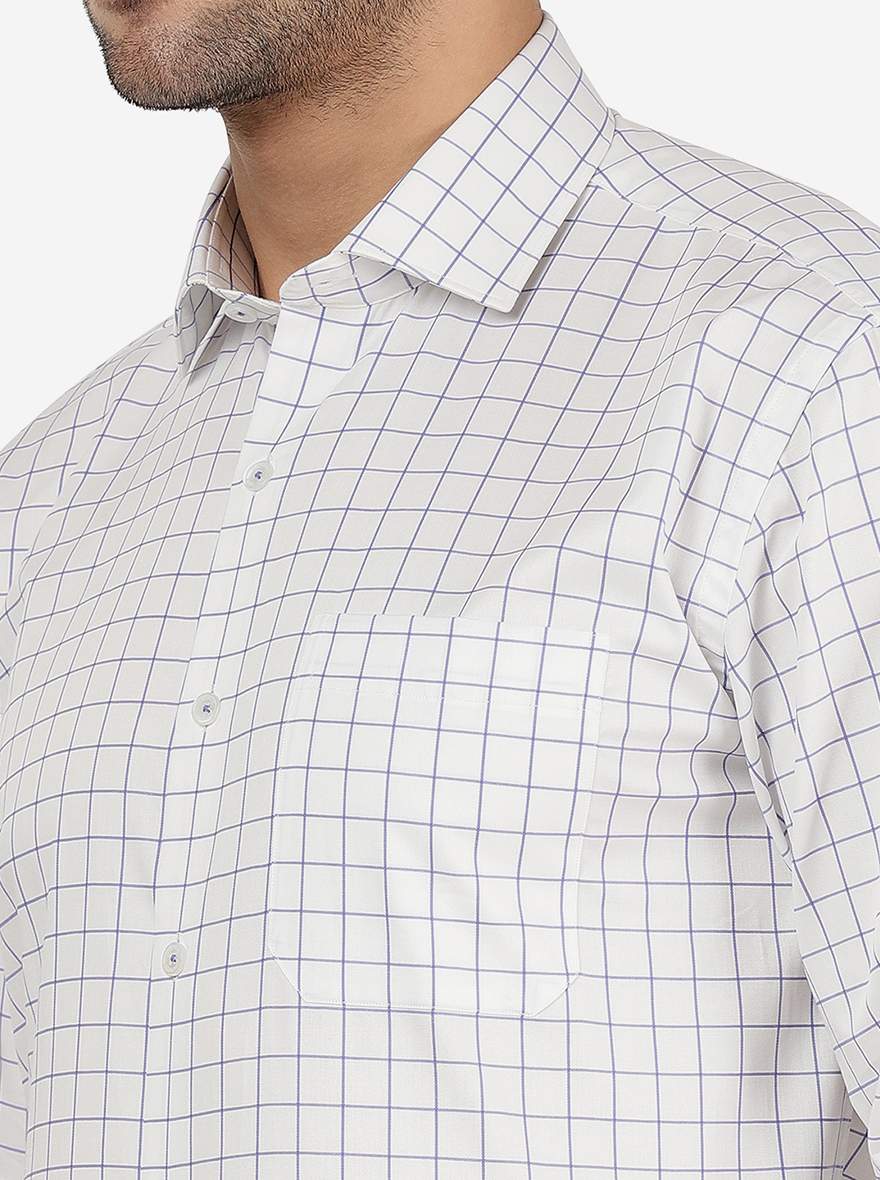 White Checked Regular Fit Formal Shirt | JadeBlue