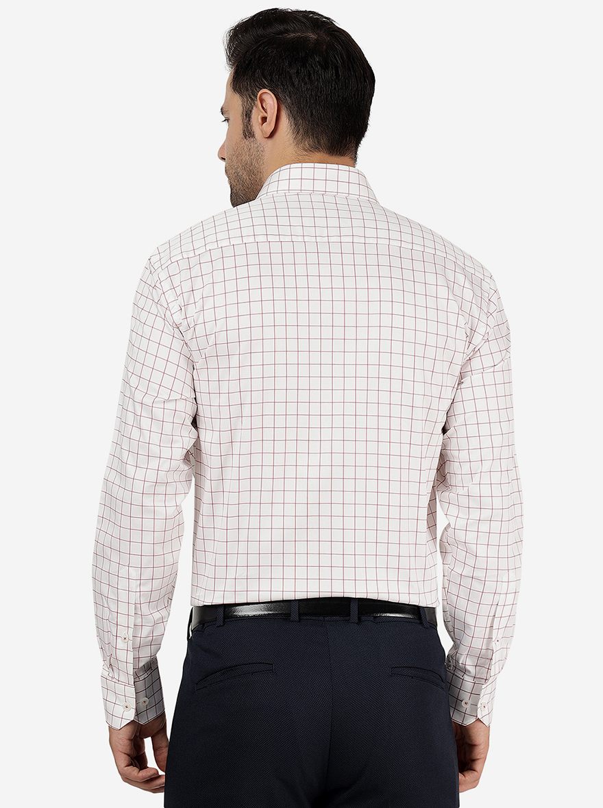 White & Brown Checked Regular Fit Formal Shirt | JadeBlue