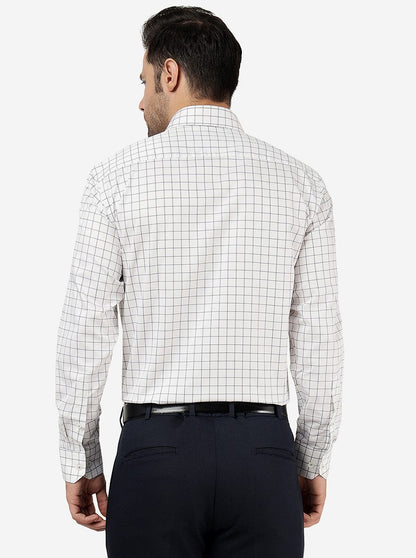 White & Grey Checked Regular Fit Formal Shirt | JadeBlue