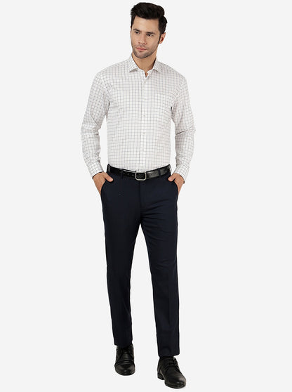 White & Grey Checked Regular Fit Formal Shirt | JadeBlue