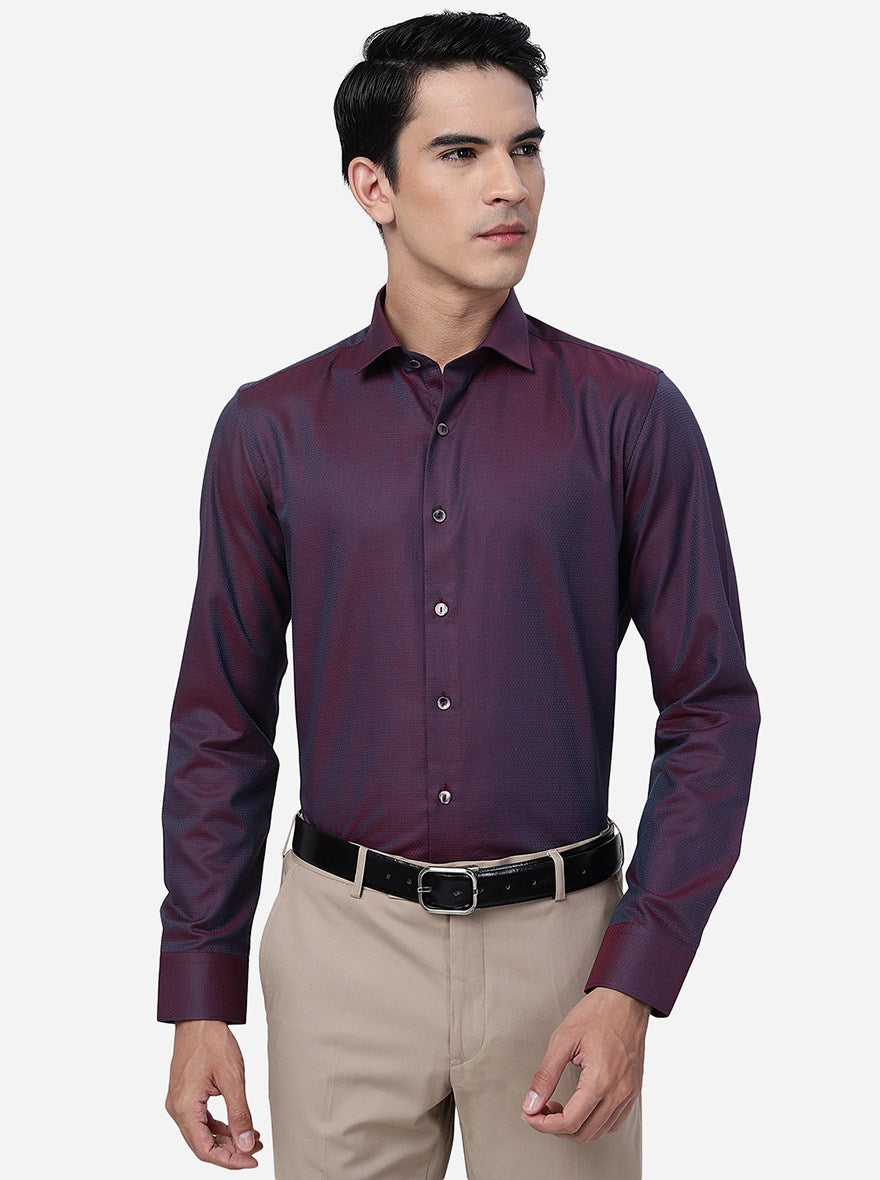 Maroon Solid Slim Fit Party Wear Shirt | Wyre