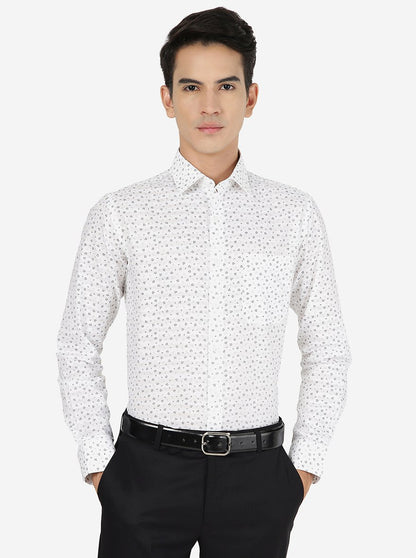 White Printed Slim fit Formal Shirt | JadeBlue Youth