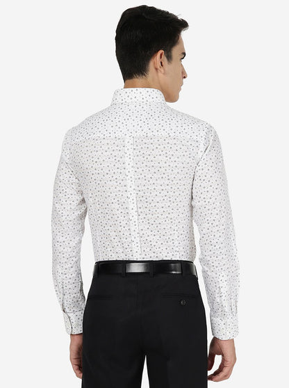 White Printed Slim fit Formal Shirt | JadeBlue Youth