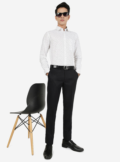White Printed Slim fit Formal Shirt | JadeBlue Youth