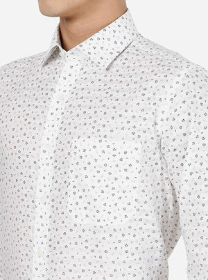 White Printed Slim fit Formal Shirt | JadeBlue Youth