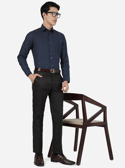 Blue Printed Slim Fit Formal Shirt | JadeBlue Youth