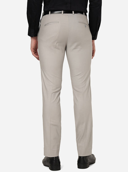 Light Grey Solid Slim Fit Formal Trouser | Metal