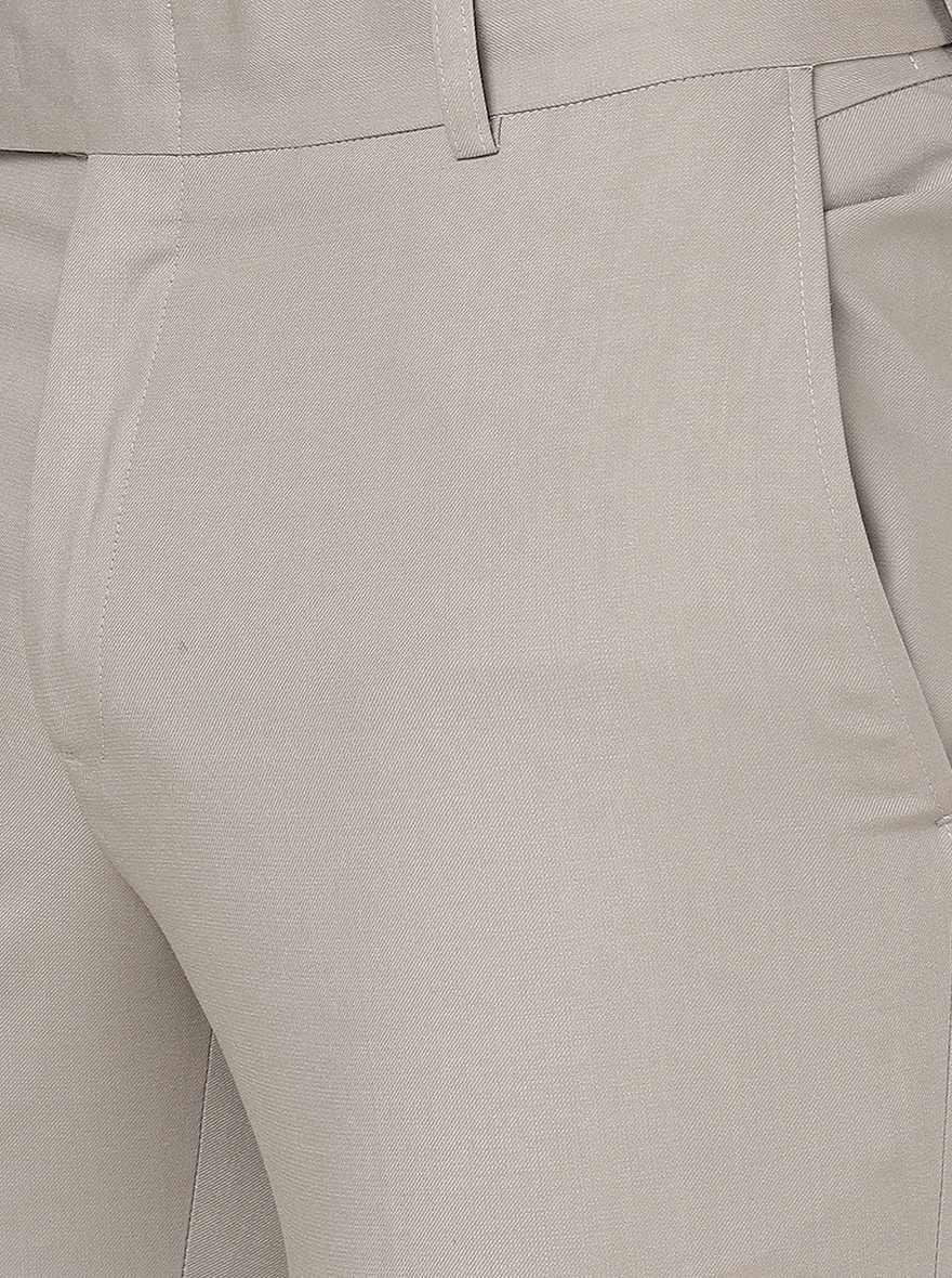 Light Grey Solid Slim Fit Formal Trouser | Metal