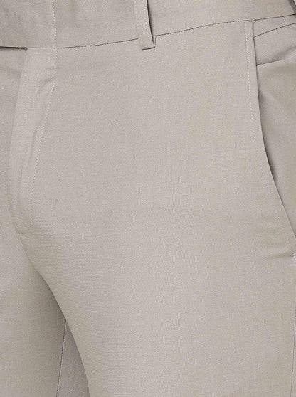 Light Grey Solid Slim Fit Formal Trouser | Metal