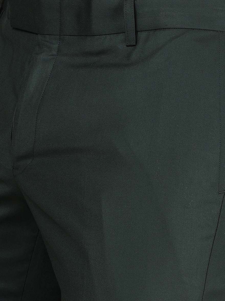 Green Solid Slim Fit Formal Trouser | Metal