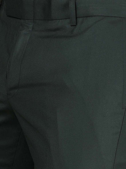 Green Solid Slim Fit Formal Trouser | Metal
