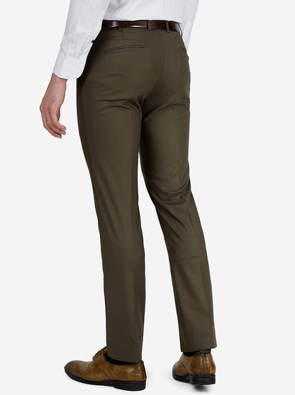 Green Solid Slim Fit Formal Trouser | Metal