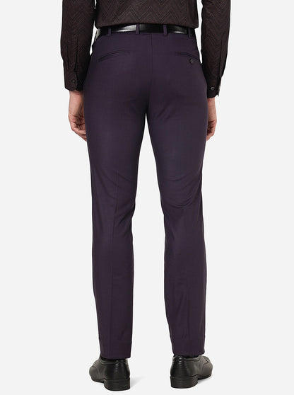 Purple Solid Slim Fit Formal Trouser | Metal