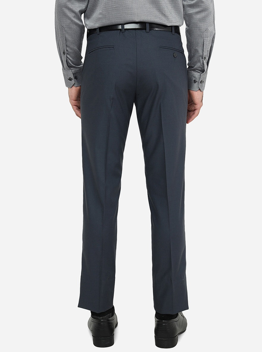 Grey Solid Slim Fit Formal Trouser | Metal