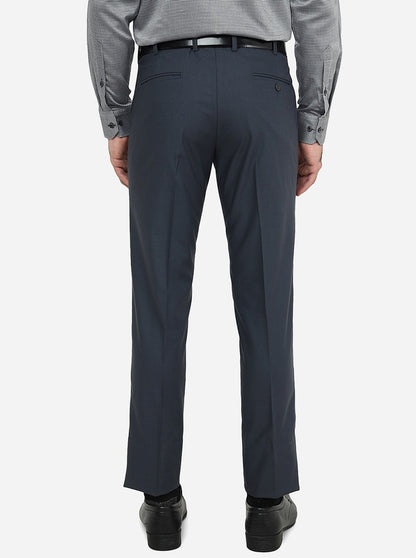 Grey Solid Slim Fit Formal Trouser | Metal