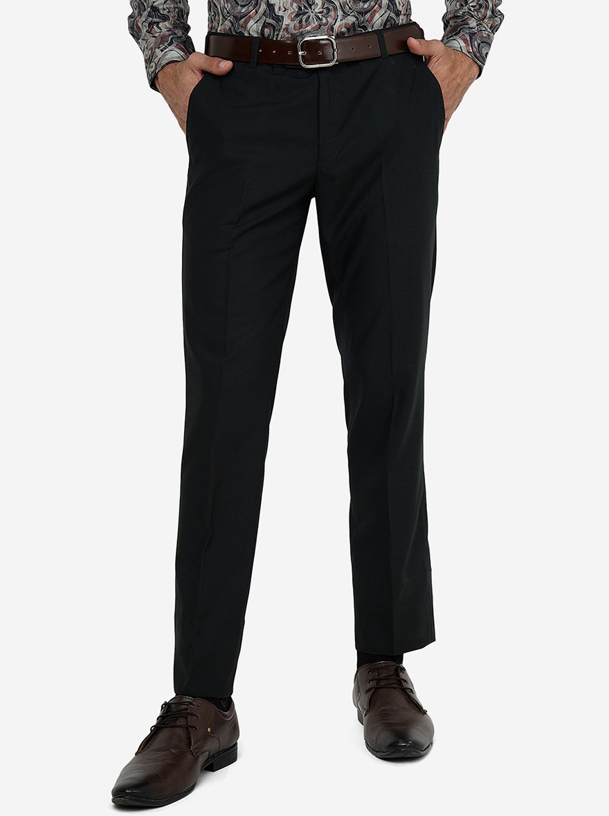 Dark Green Solid Slim Fit Formal Trouser | Metal