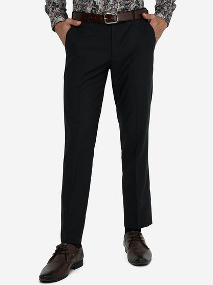 Dark Green Solid Slim Fit Formal Trouser | Metal