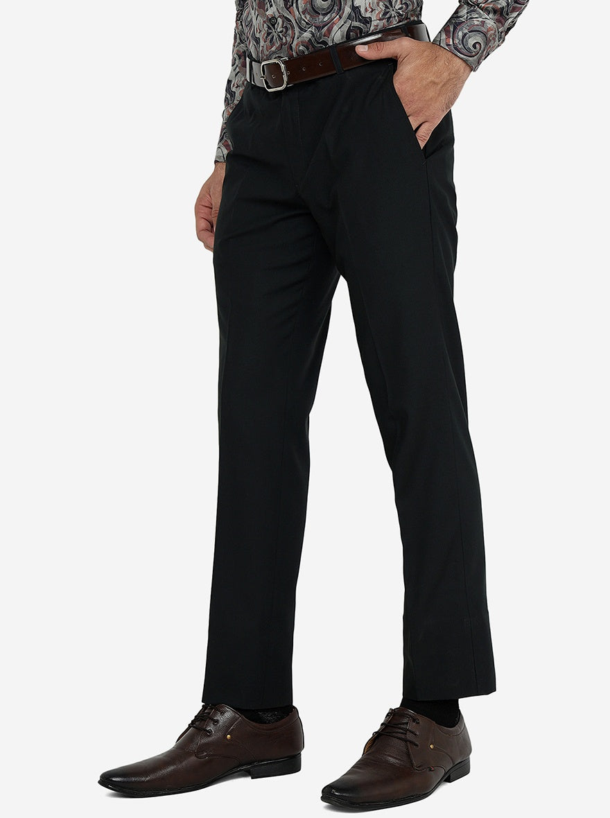 Dark Green Solid Slim Fit Formal Trouser | Metal