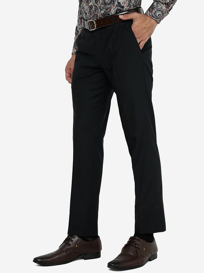 Dark Green Solid Slim Fit Formal Trouser | Metal