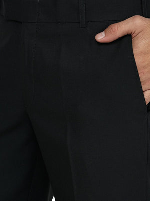 Dark Green Solid Slim Fit Formal Trouser | Metal