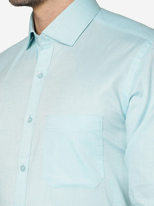 Green Solid Slim Fit Formal Shirt | Greenfibre