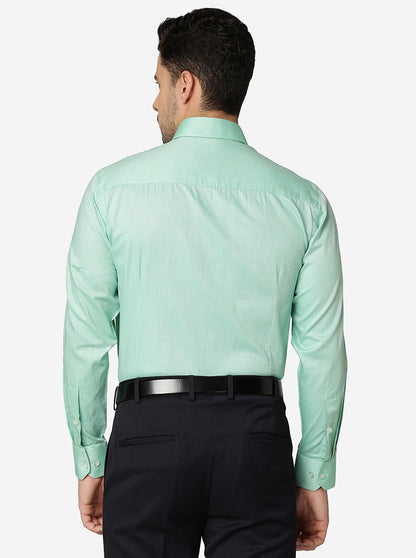 Green Solid Slim Fit Formal Shirt | Greenfibre