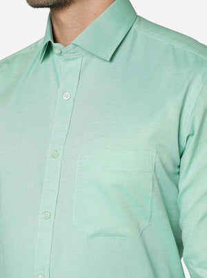 Green Solid Slim Fit Formal Shirt | Greenfibre