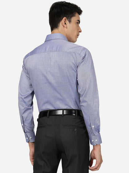 Blue Solid Slim Fit Formal Shirt | Greenfibre