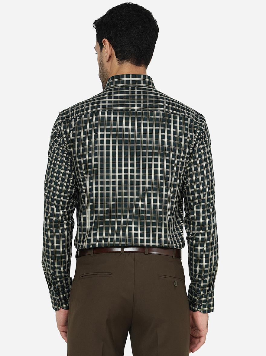 Green Checked Slim Fit Formal Shirt | Metal