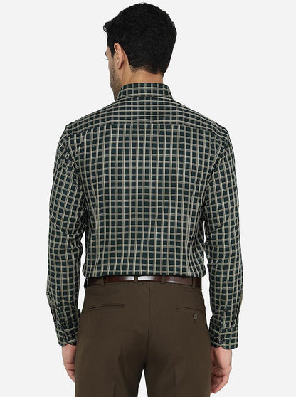 Green Checked Slim Fit Formal Shirt | Metal