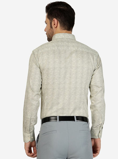 Green Printed Slim Fit Formal Shirt | Metal