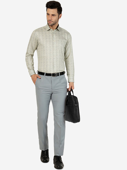 Green Printed Slim Fit Formal Shirt | Metal