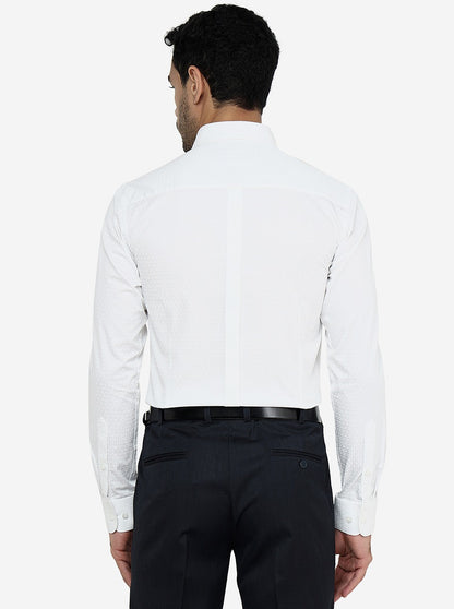 White Printed Slim Fit Formal Shirt | JadeBlue Youth