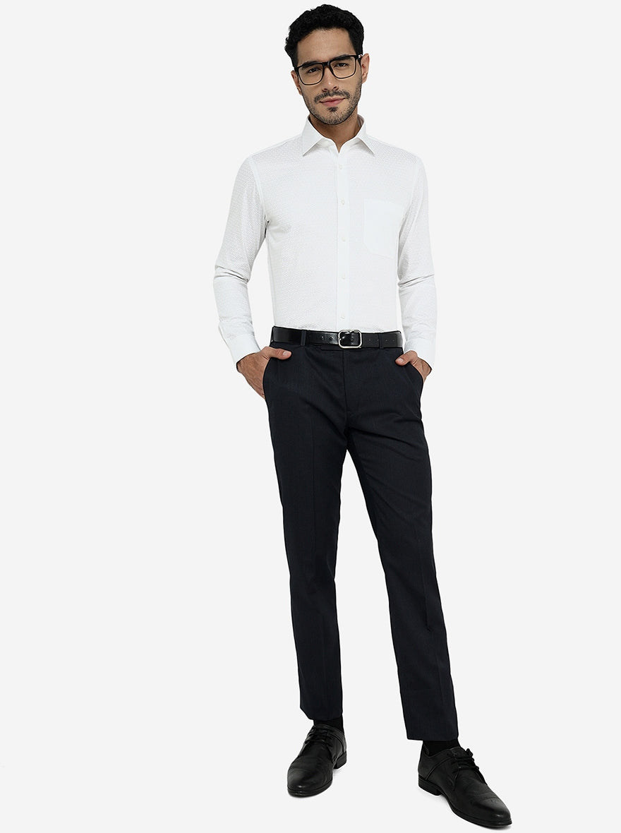 White Printed Slim Fit Formal Shirt | JadeBlue Youth