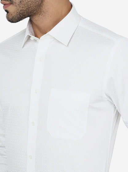 White Printed Slim Fit Formal Shirt | JadeBlue Youth