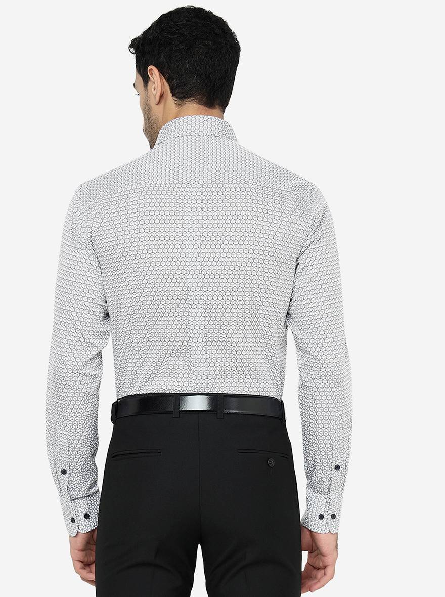Grey Printed Slim Fit Formal Shirt | JadeBlue Youth