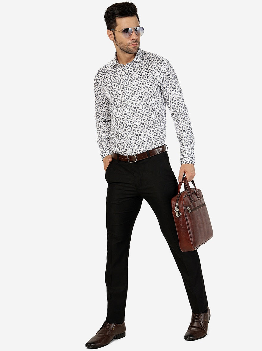 Blue Printed Slim Fit Party Wear Shirt | Wyre