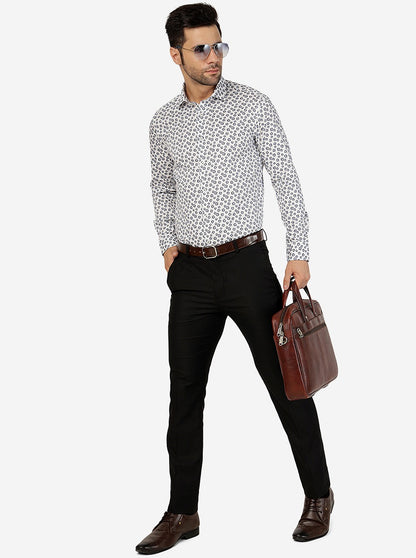 Blue Printed Slim Fit Party Wear Shirt | Wyre