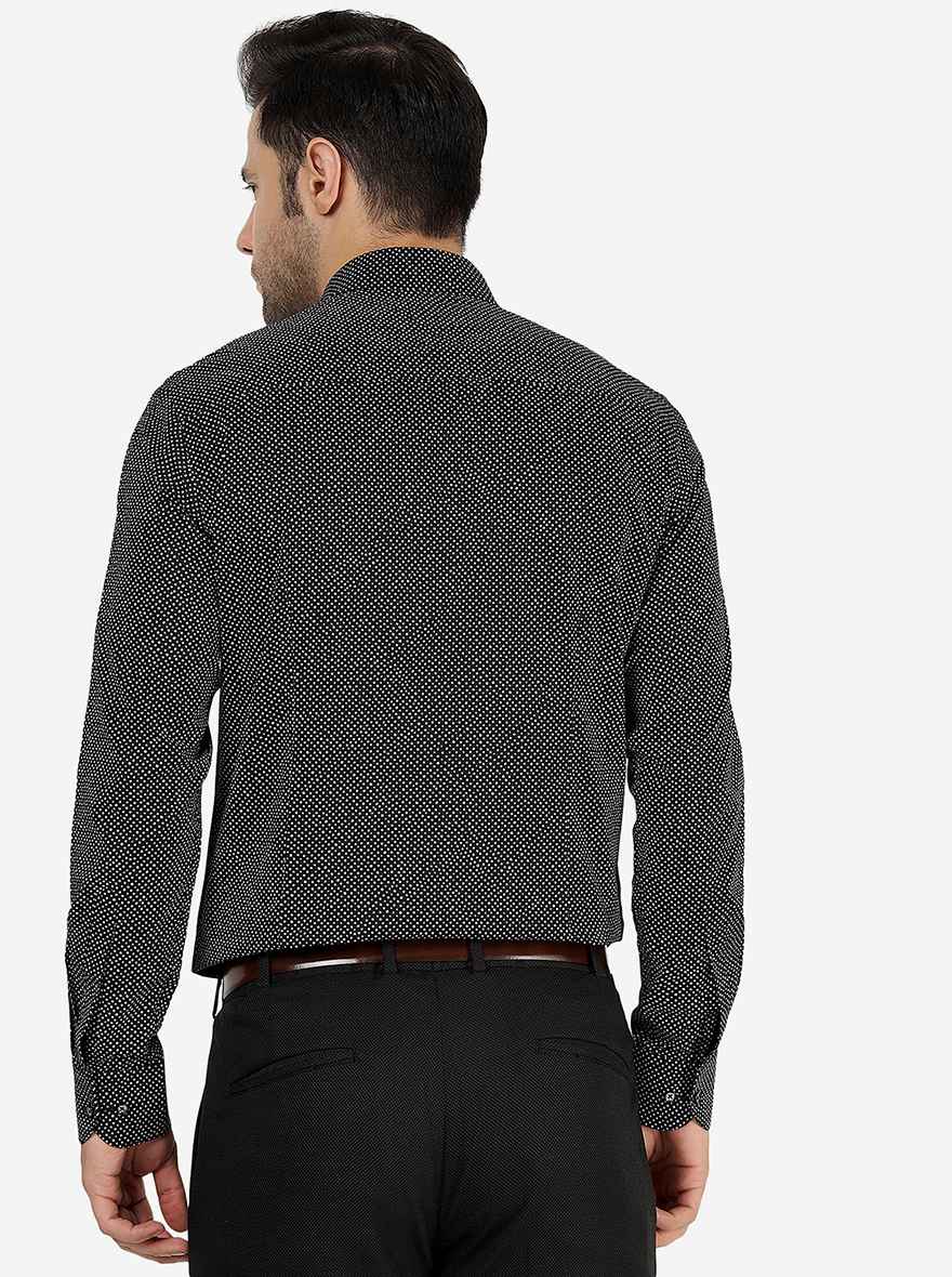 Black Printed Slim Fit Party Wear Shirt | JB Studio